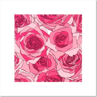 Beautiful and Pretty Rose Flowers Pattern Posters and Art